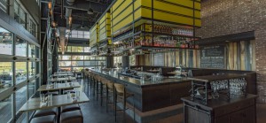 Bar seating with modern and industrial decor